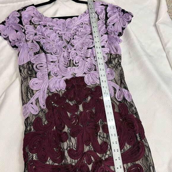 JS Collections Orchid Chianti Soutache Two Tone Embroidered Lace Dress 10 Women - Picture 6 of 11